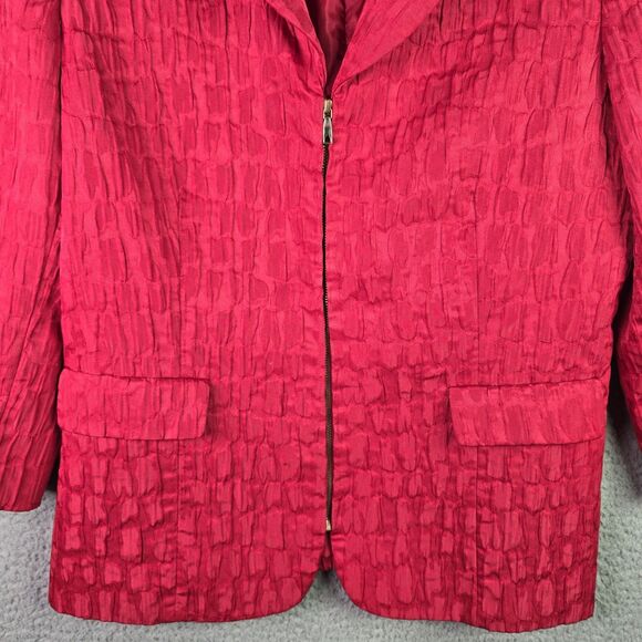 Preston York Red Zip Front Textured Blazer Jacket Size 12 Workwear Stretch Lined - Picture 5 of 13